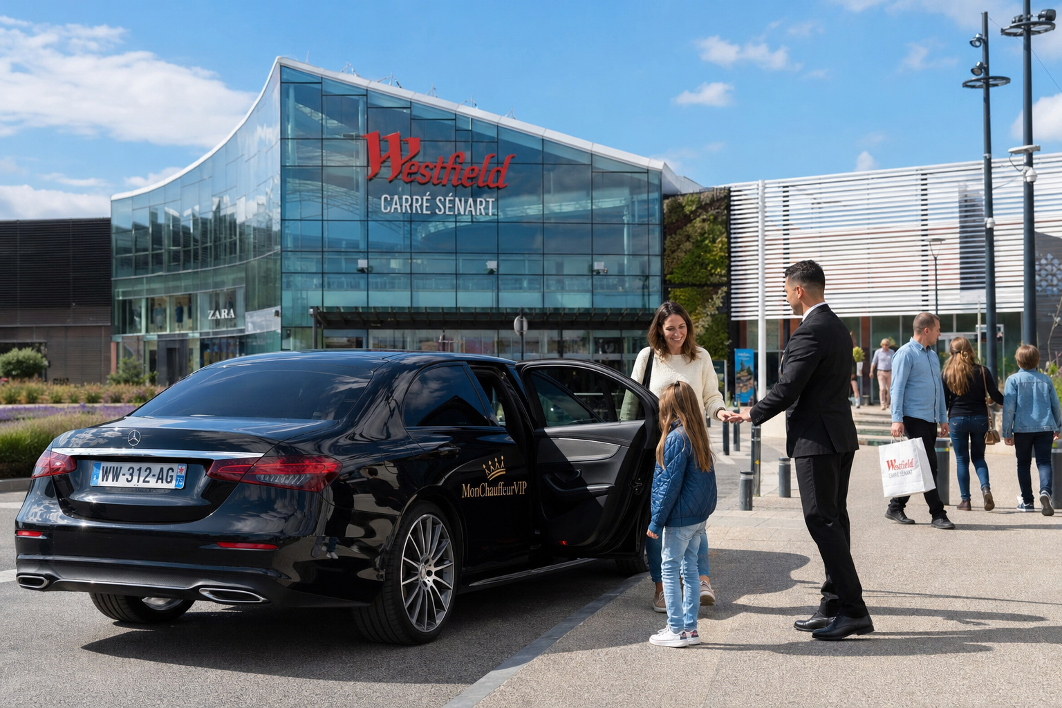 VTC Carré Sénart berline MonChauffeurVIP devant Westfield Lieusaint – 06 18 33 21 74