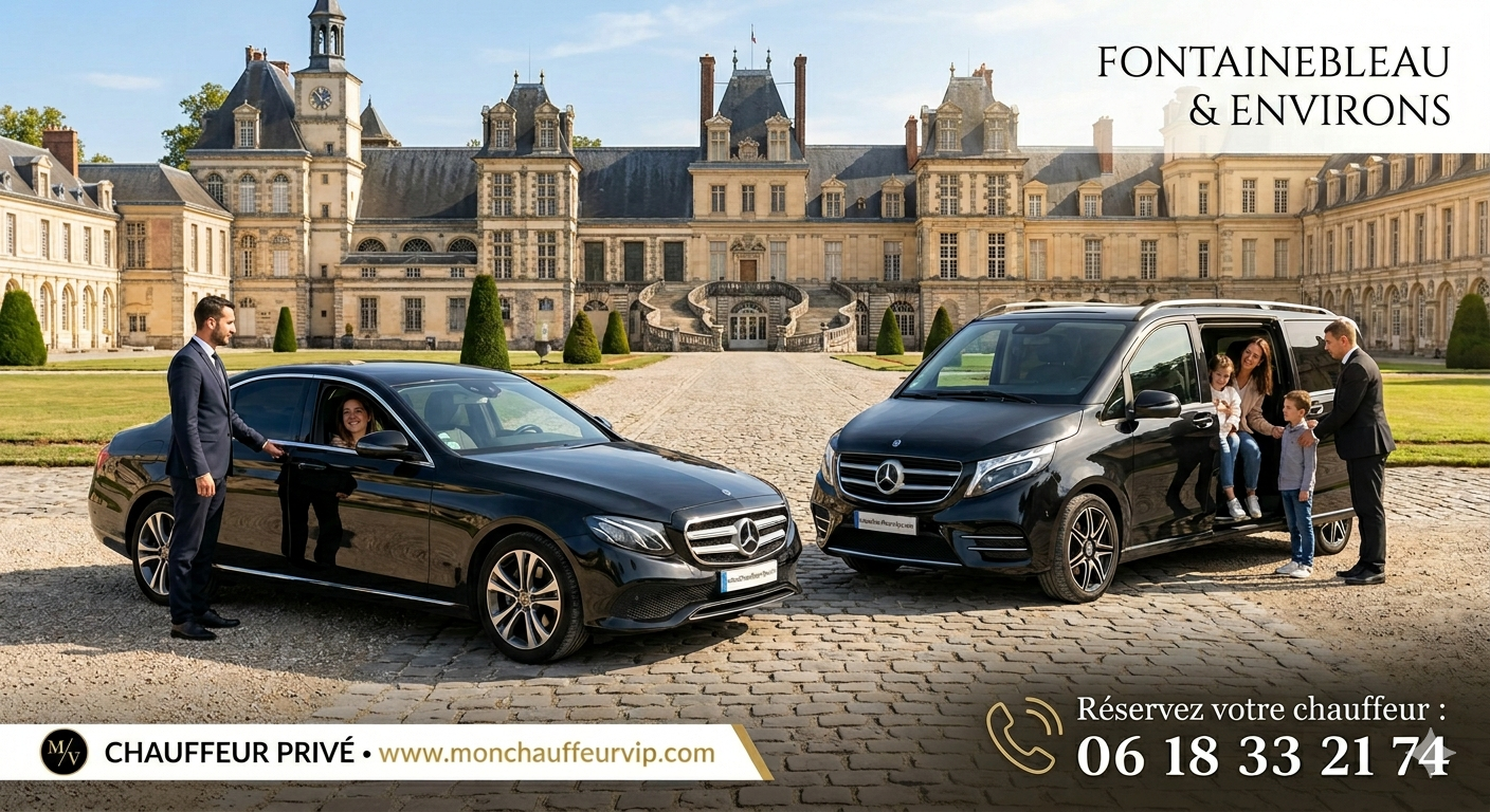 Berline premium et Mercedes Classe V – flotte MonChauffeurVIP Fontainebleau 77300