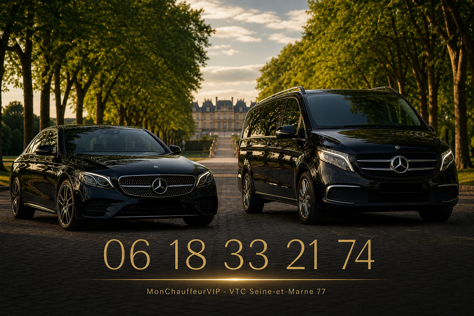 VTC Seine-et-Marne 77 – berline et VAN MonChauffeurVIP, réservez au 06 18 33 21 74