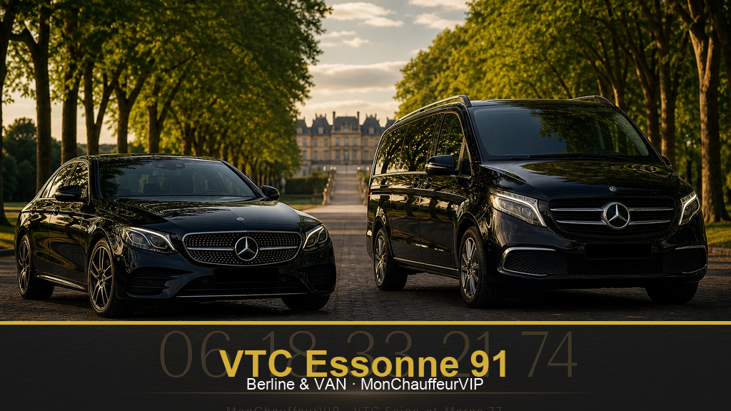 Berline et VAN VTC Essonne 91 – MonChauffeurVIP, forfait fixe 06 18 33 21 74