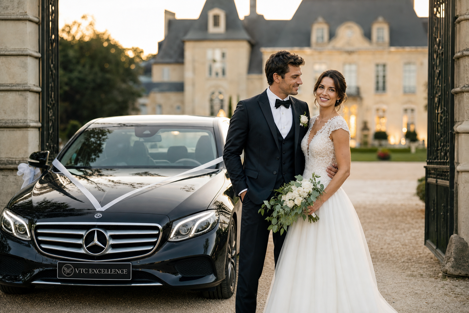 VTC mariage Seine-et-Marne avec berline premium pour les mariés - MonChauffeurVIP