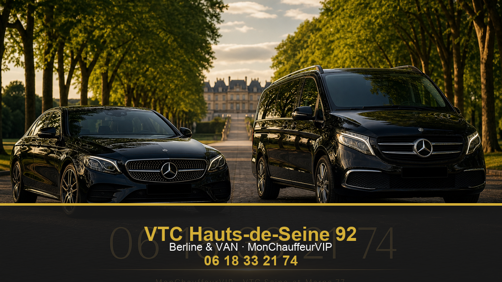 Berline et VAN chauffeur privé Hauts-de-Seine 92 – MonChauffeurVIP, forfait fixe