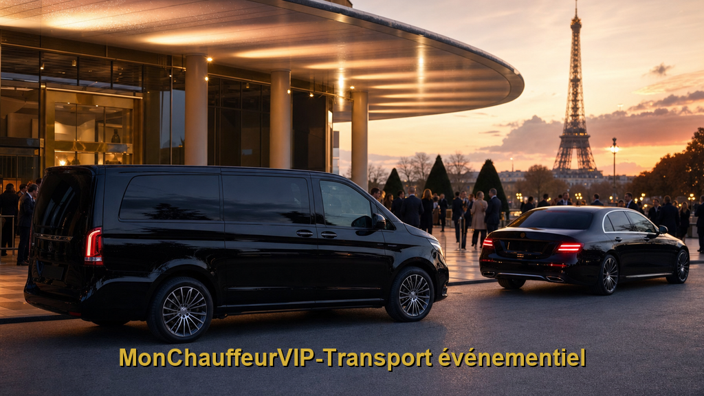 Transport événementiel chauffeur privé en Île-de-France — berline et VAN MonChauffeurVIP