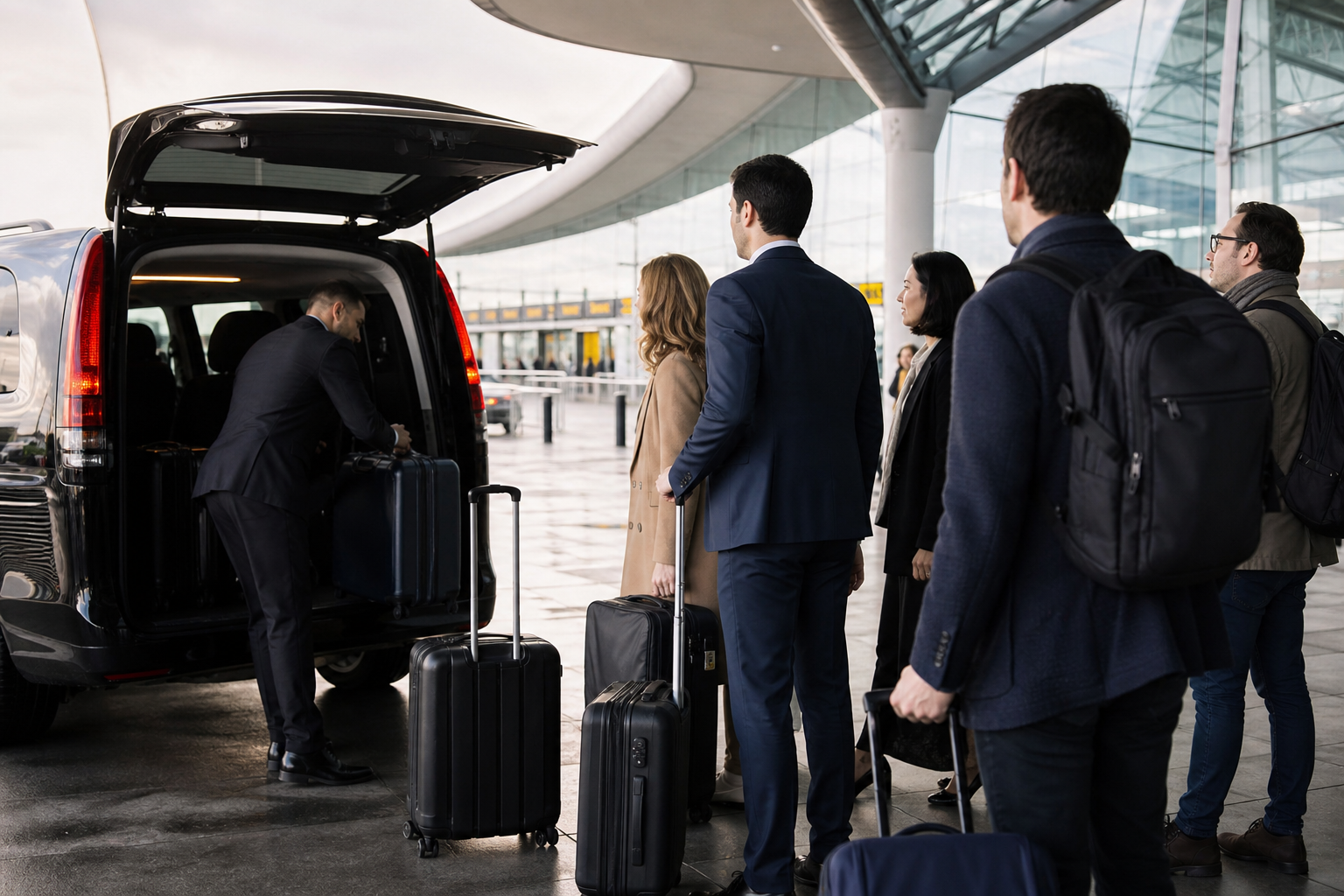 VAN VTC aéroport CDG Orly — transfert groupe bagages MonChauffeurVIP