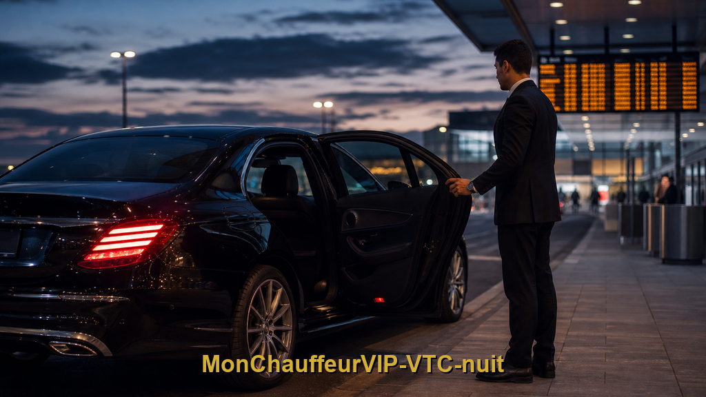 VTC nuit — berline chauffeur privé aéroport avant l'aube MonChauffeurVIP